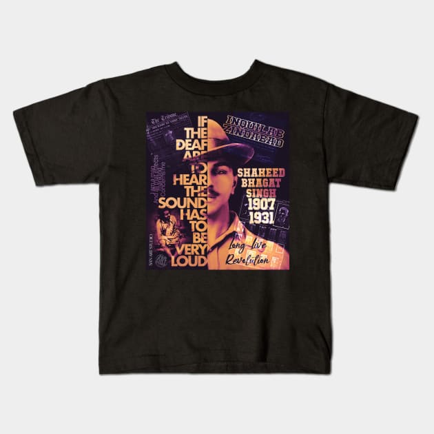 Bhagat Singh Kids T-Shirt by SAN ART STUDIO 